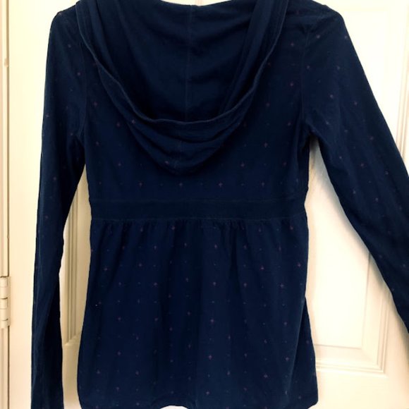 AMERICAN EAGLE blue blouse / top w hood, M - Picture 6 of 14